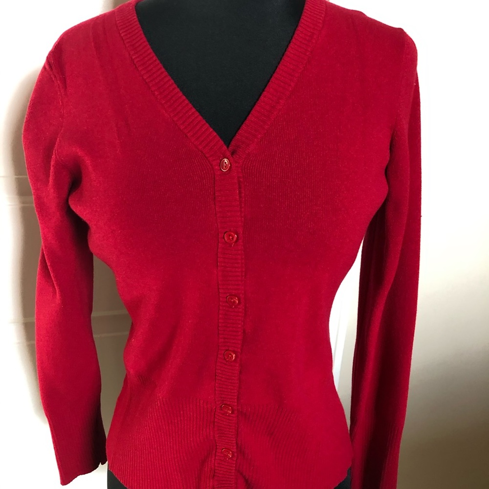 Ann Taylor Red Button Sweater
